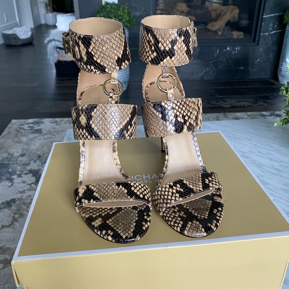 Michael Kors Snake Skin Ankle Strap Heels - Picture 3 of 8